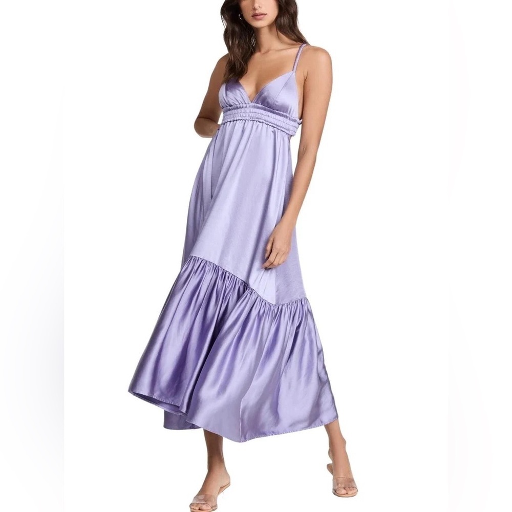 A.L.C. Rhodes Satin Midi Dress in Lilac Purple, Size 6